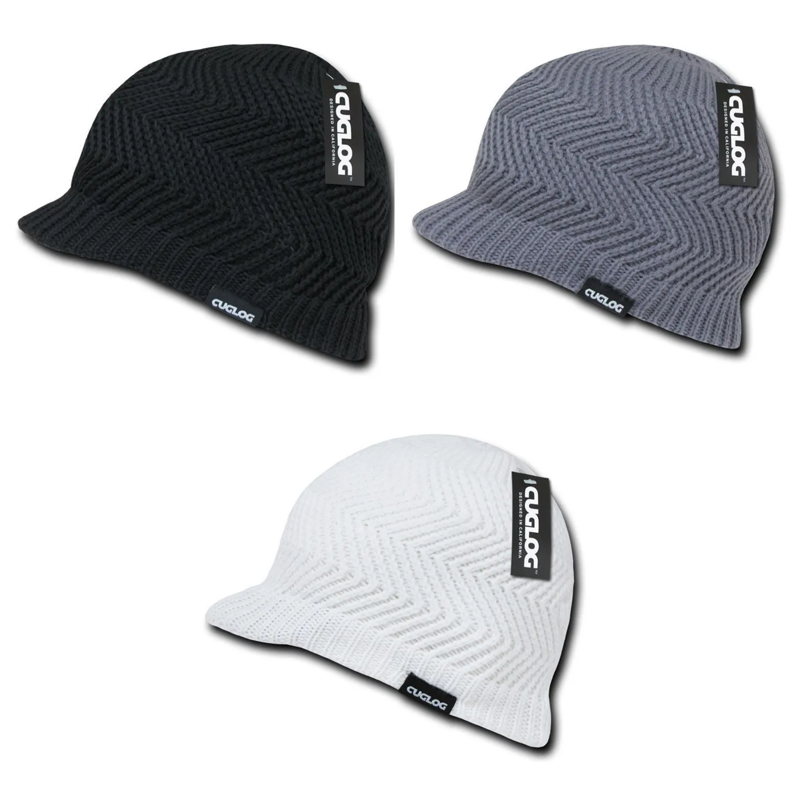 1 Dozen Cuglog Elbert Zigzag Pattern Beanies Army Gi Visor Wholesale Lots