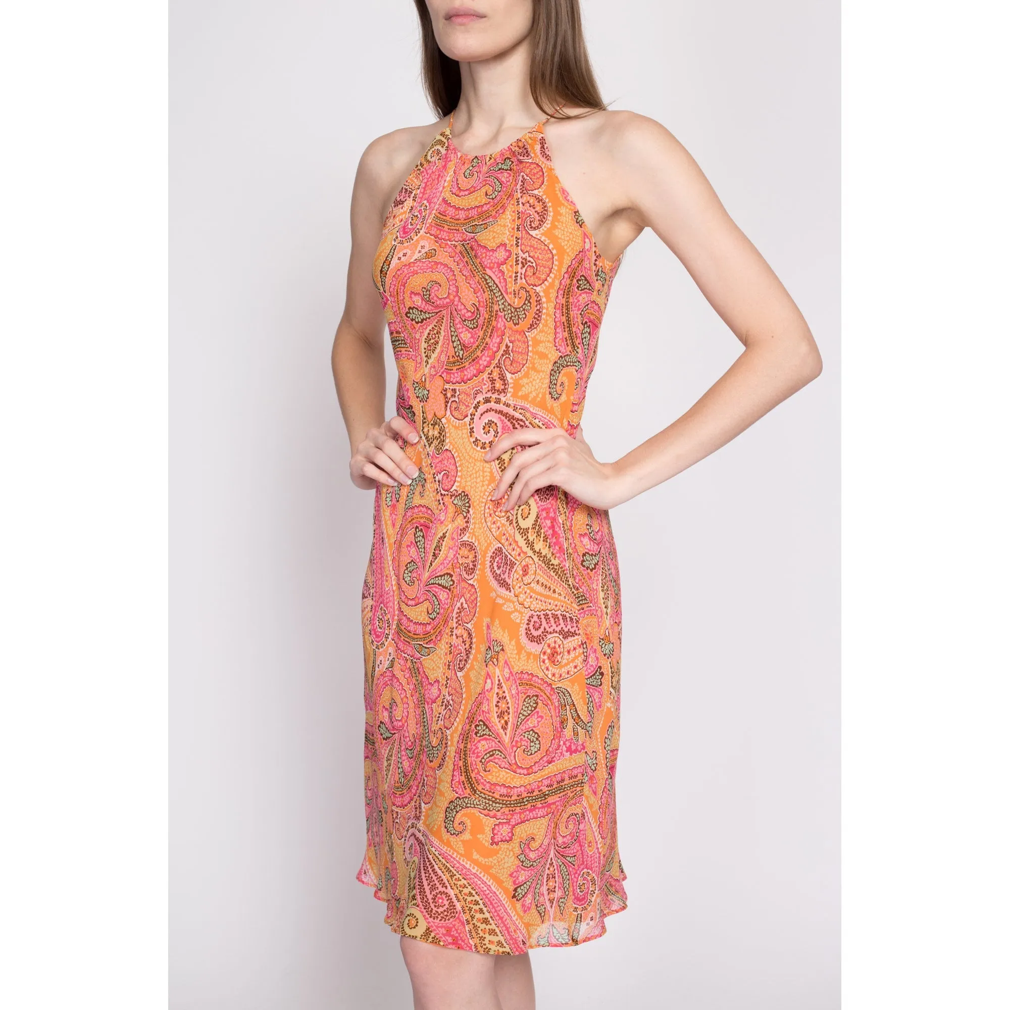 90s Ann Taylor Silk Paisley Slip Dress - XS to Small