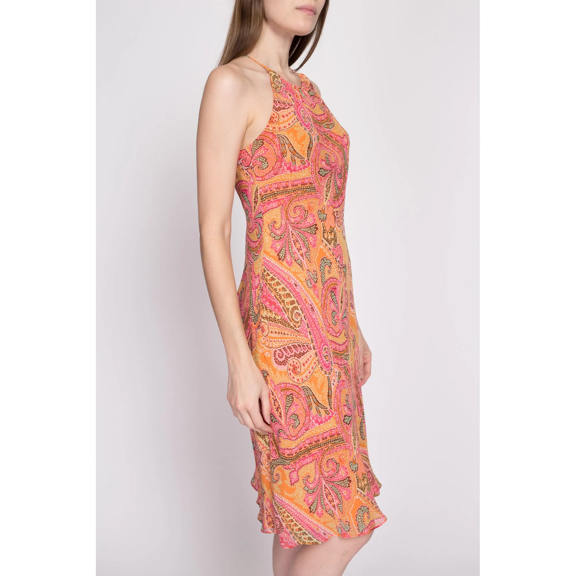90s Ann Taylor Silk Paisley Slip Dress - XS to Small