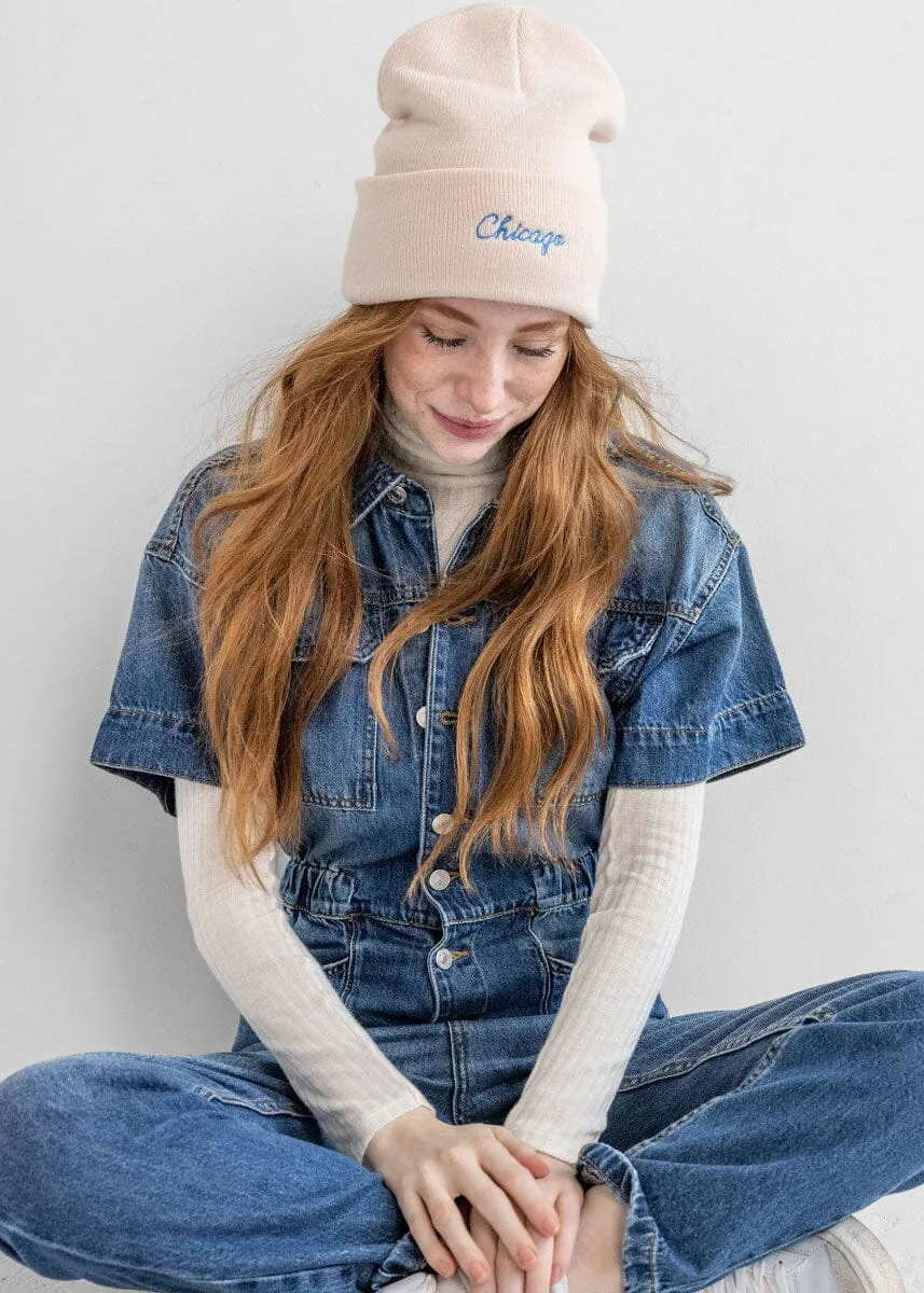 Adult Mad Hatter Chicago Beanie - Embroidered Script