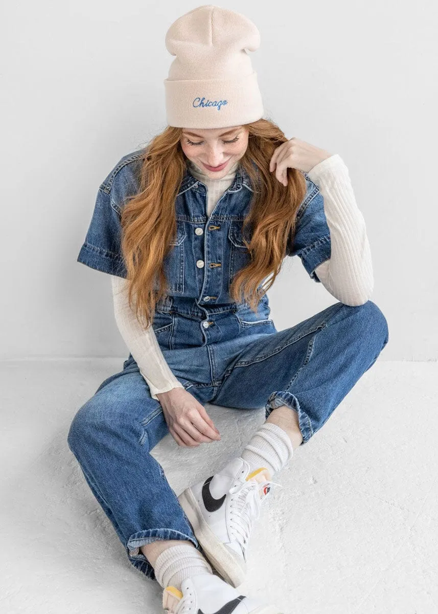 Adult Mad Hatter Chicago Beanie - Embroidered Script