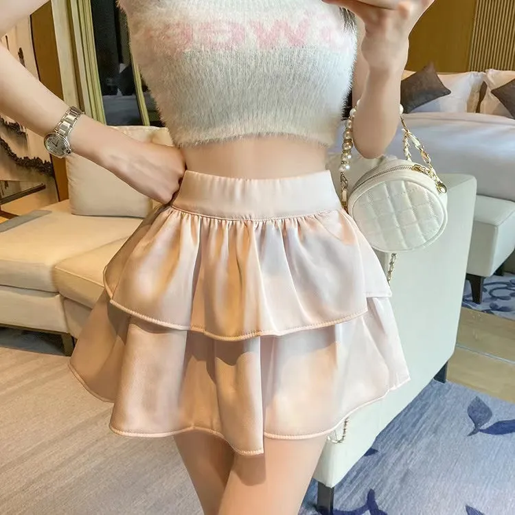 Aesthetic White Grey Black Rose Layered Mini Skirt