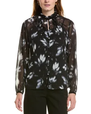 Anne Klein Ruffle Neck Blouse