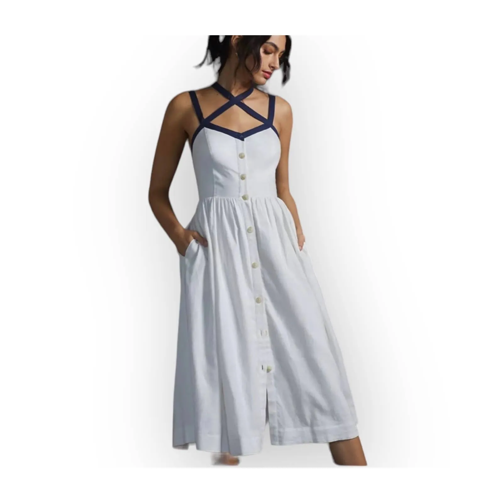 Anthropologie Maeve Button Front Midi Dress Plus Size 20 US
