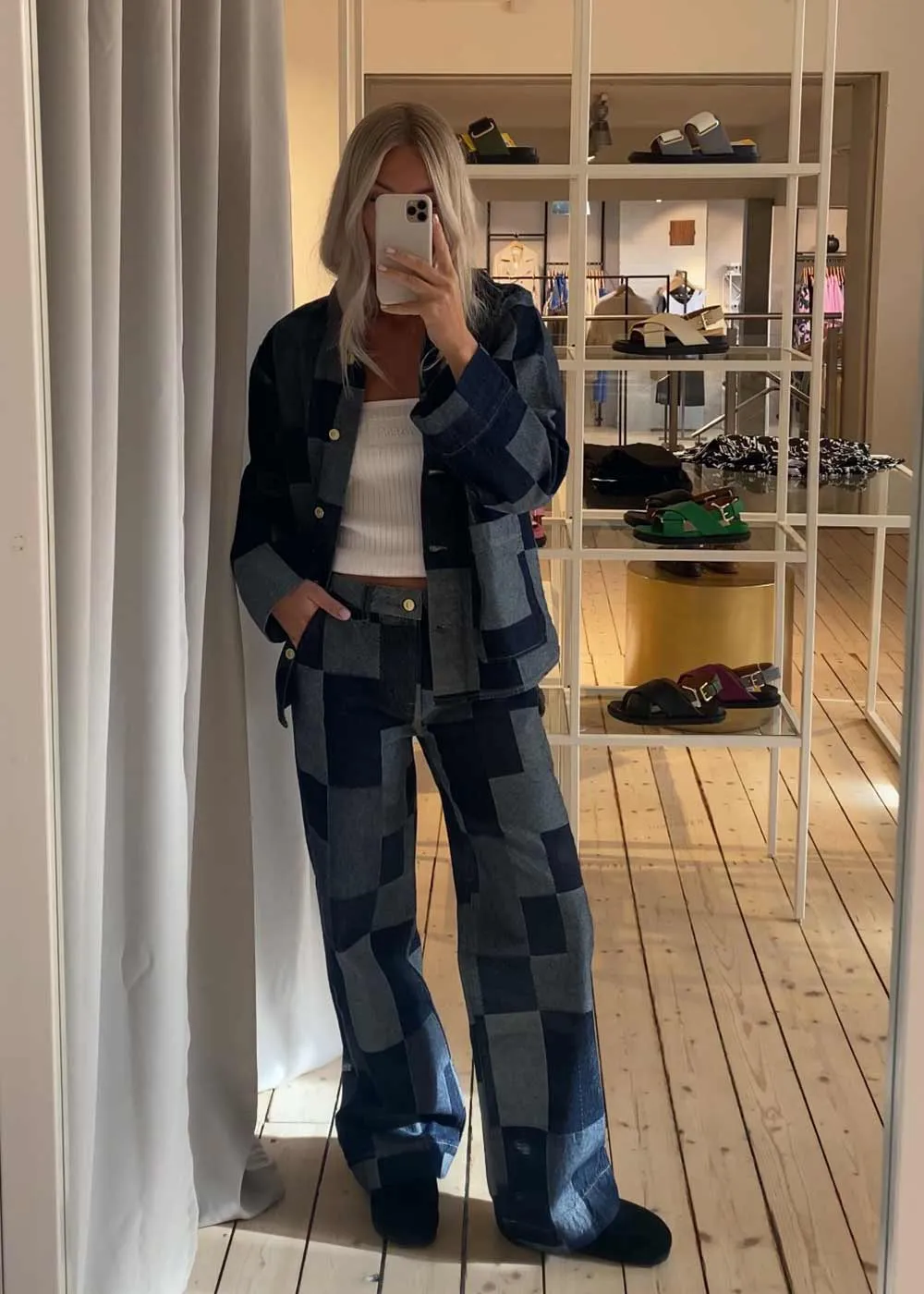 Augusta Patchwork Pant - Denim Blue