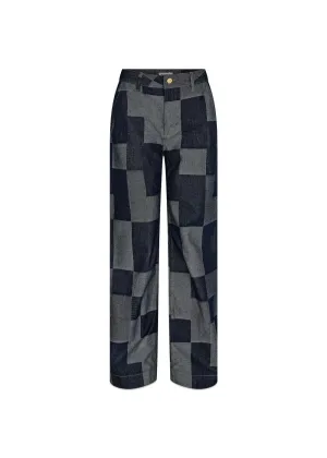Augusta Patchwork Pant - Denim Blue
