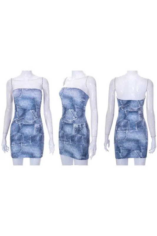 BA129 Strapless Mini Tube Dress