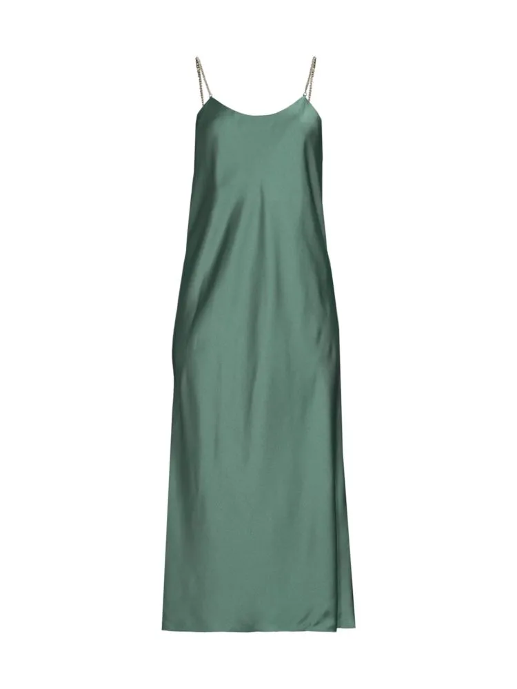 Ba&Sh embellished satin midi slip dress, green