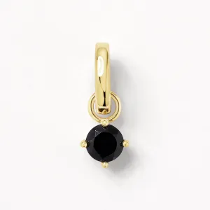 Black Onyx Round Charm Pendant in Gold