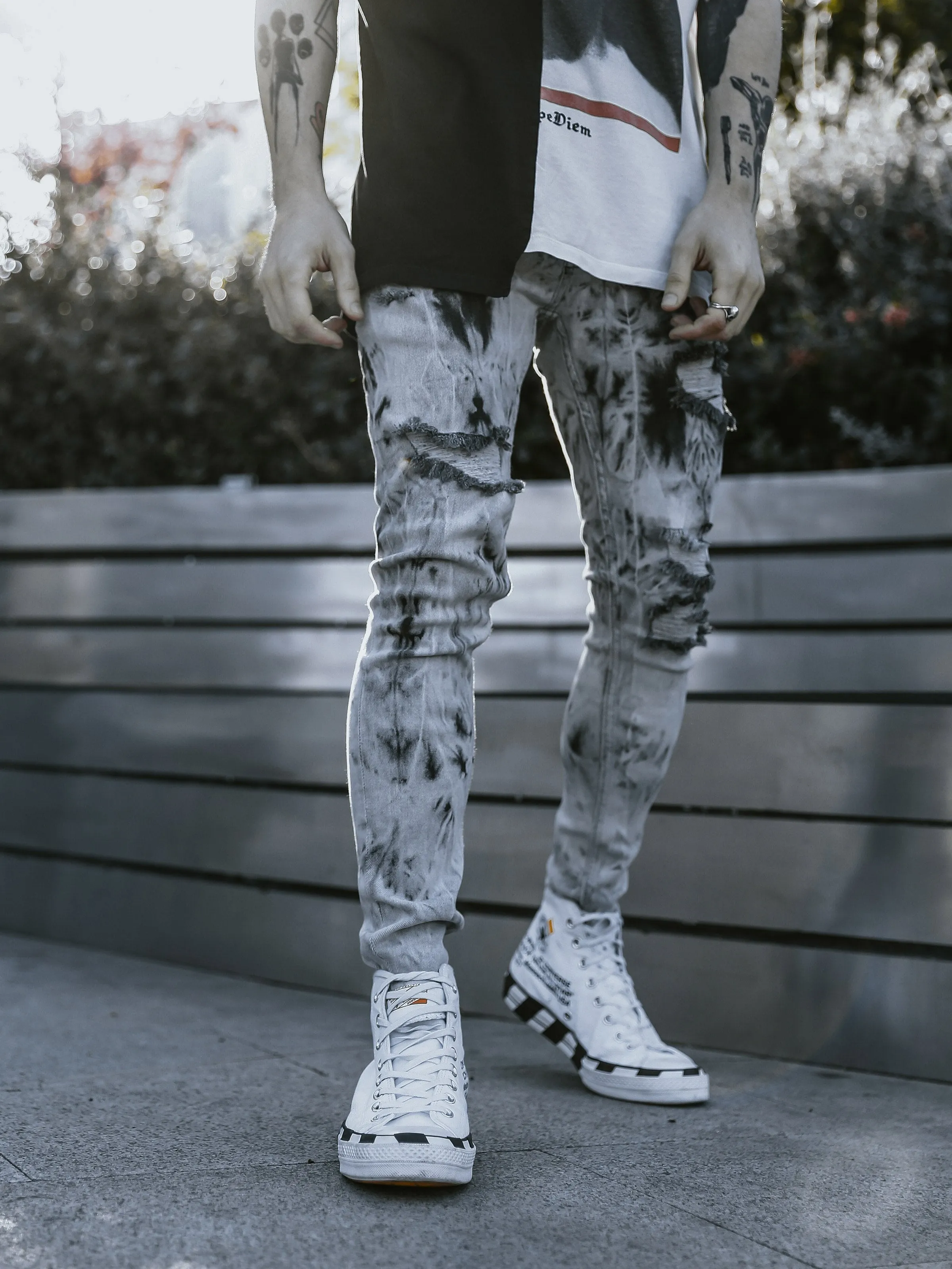 Bleached Jeans - Black