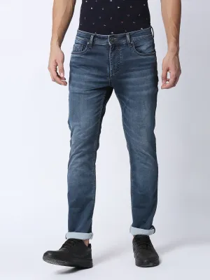 Blue Denim Slim Straight Stretch Denim
