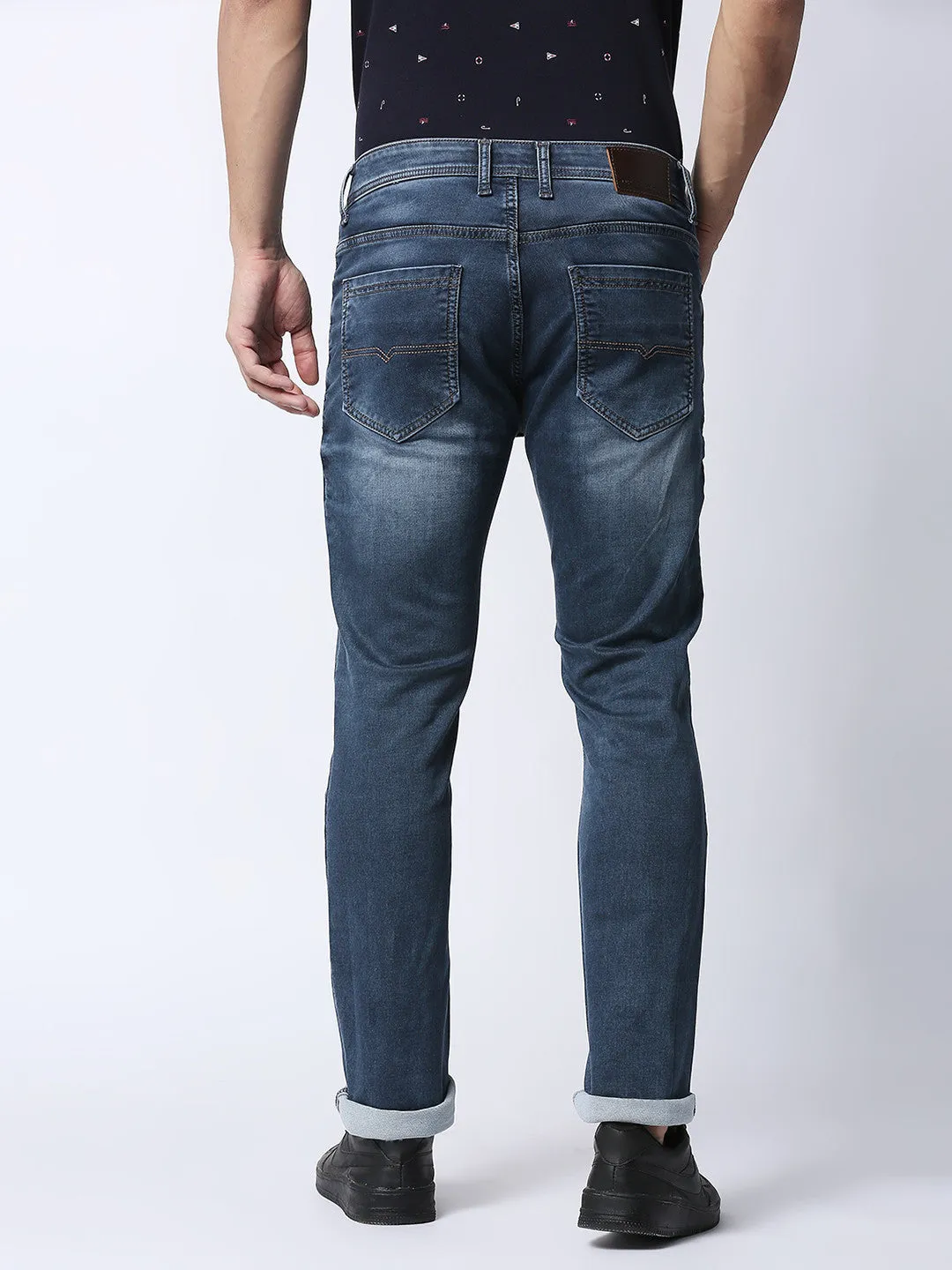 Blue Denim Slim Straight Stretch Denim