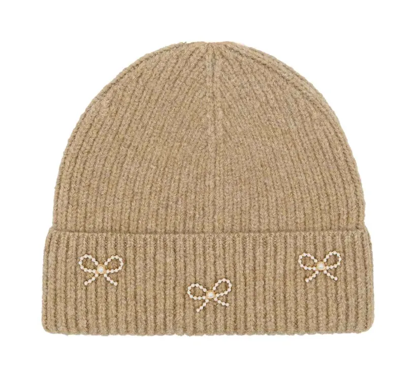 Bow Pearl Beanie