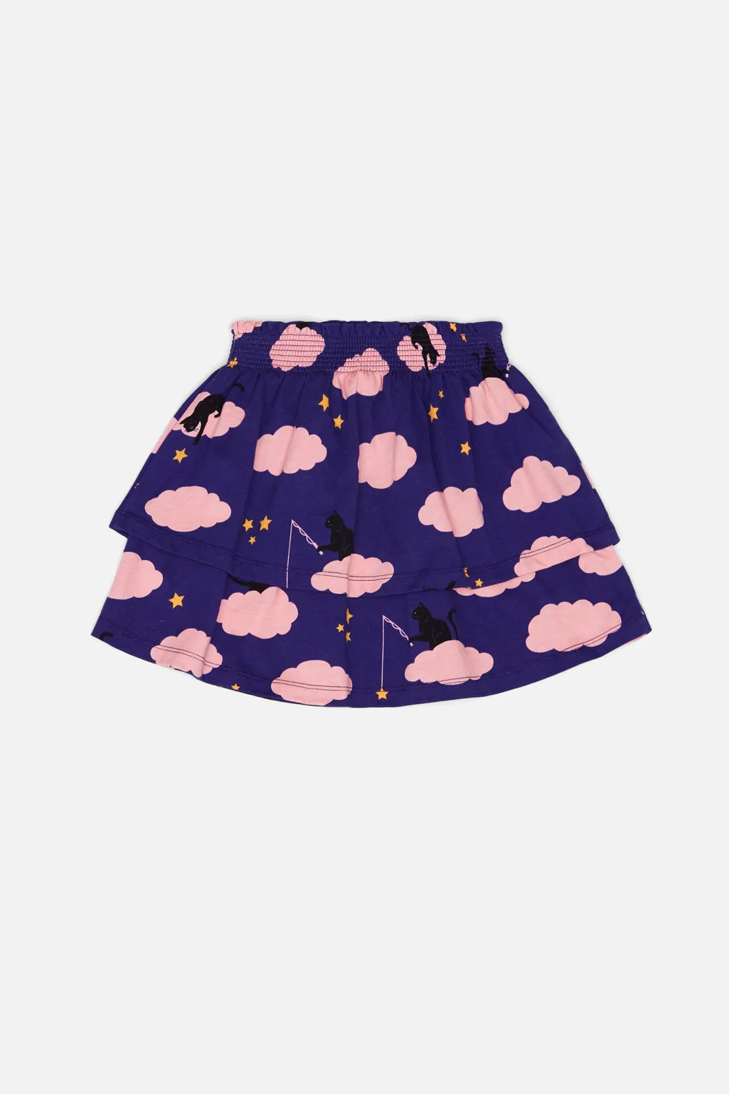 Cat On A Cloud Kids Tiered Jersey Skirt