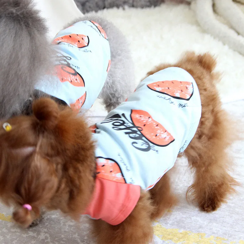 Cute Watermelon Cafelatte Print Summer Puppy Shirt