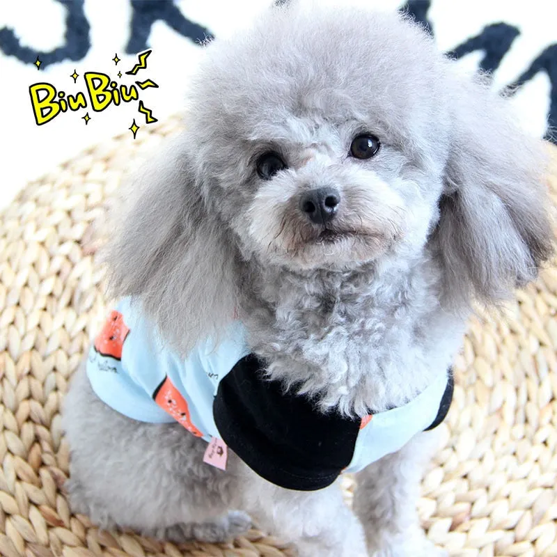 Cute Watermelon Cafelatte Print Summer Puppy Shirt