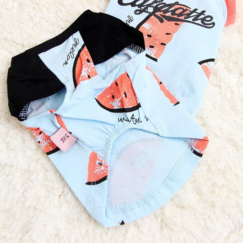 Cute Watermelon Cafelatte Print Summer Puppy Shirt