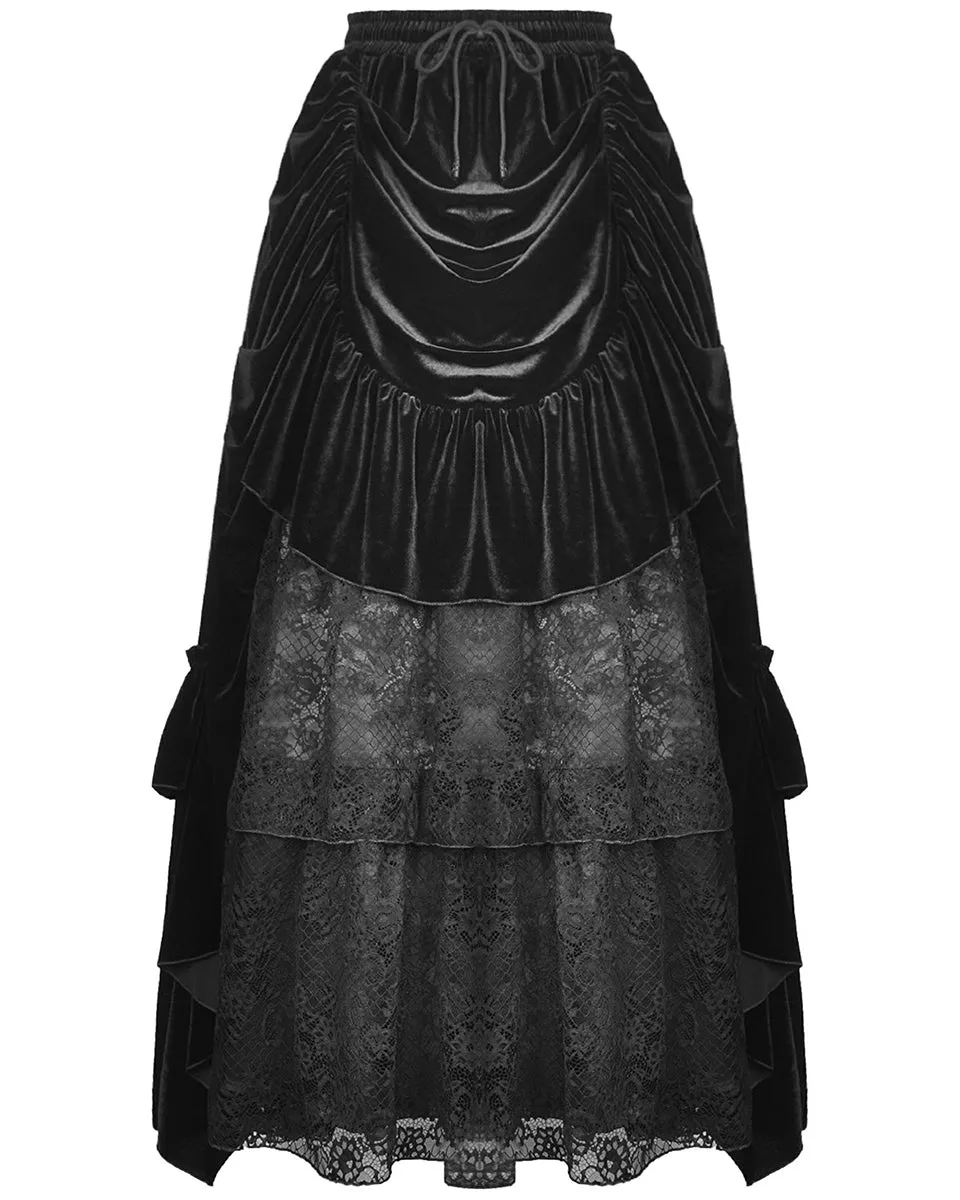 Dark In Love Victoralene Long Gothic Velvet Skirt