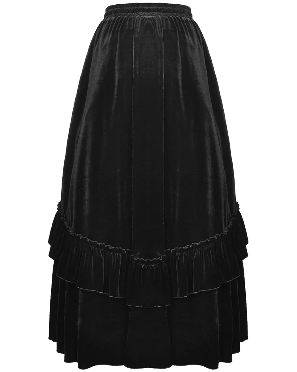 Dark In Love Victoralene Long Gothic Velvet Skirt