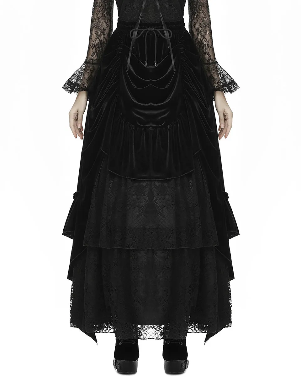 Dark In Love Victoralene Long Gothic Velvet Skirt