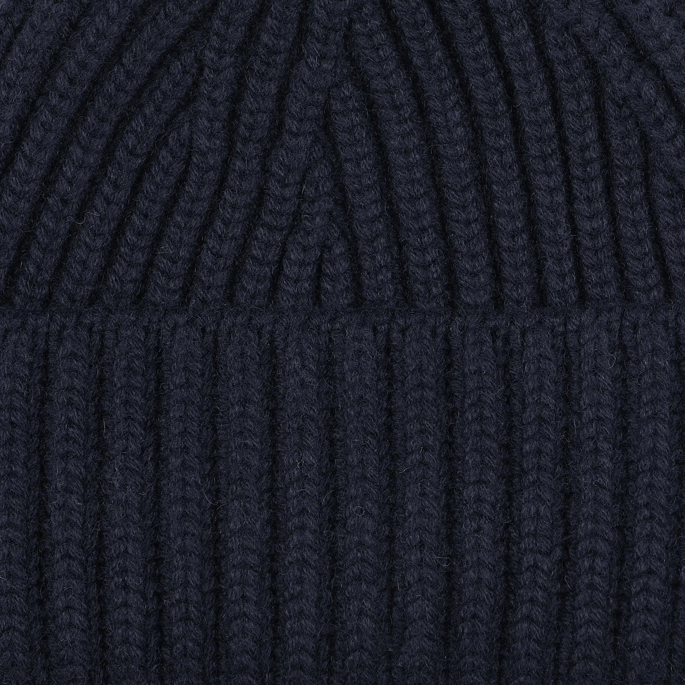 Dark Navy Cashmere Short Ribbed Beanie
