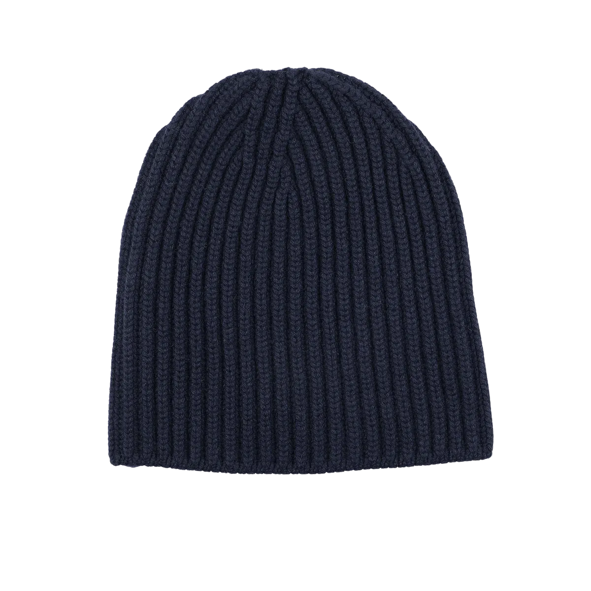 Dark Navy Cashmere Short Ribbed Beanie