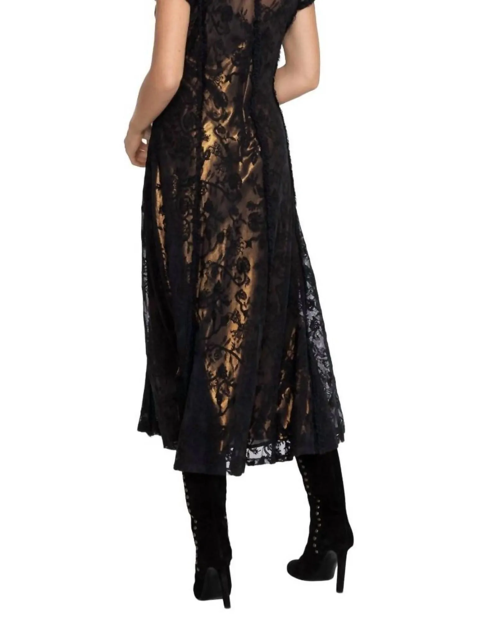 Dina Mesh Midi Dress in Black | Black