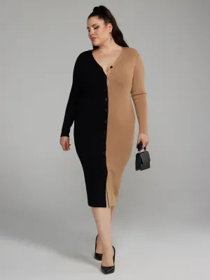 Fashion To Figure - Colorblock Midi Sweater Dress