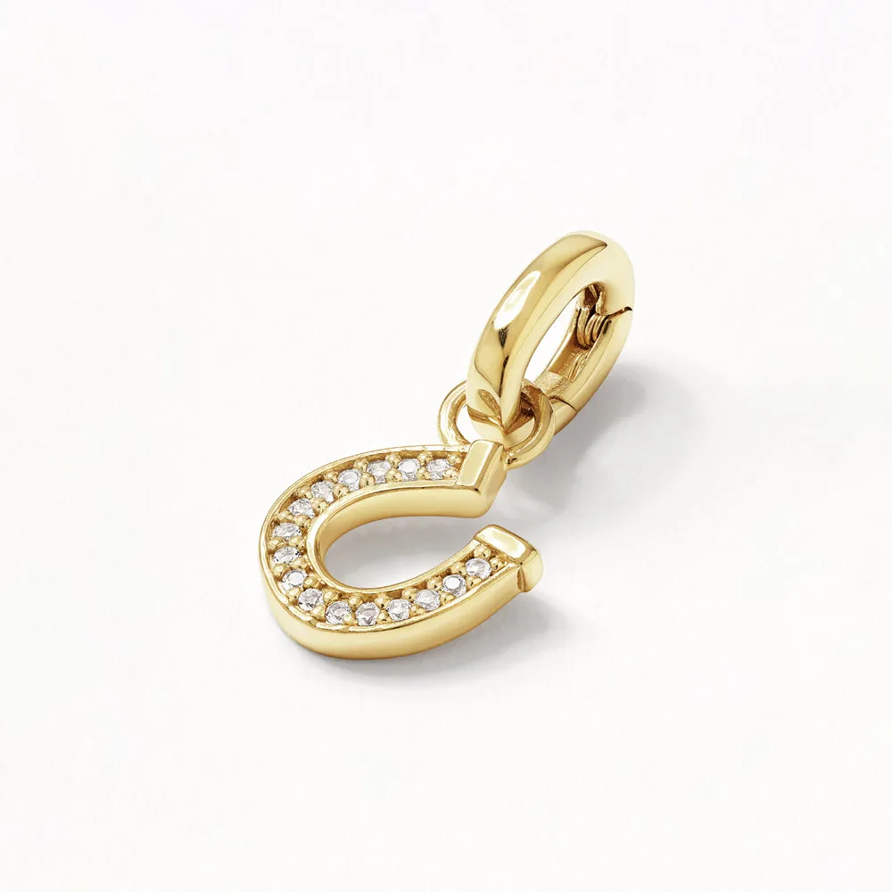 Good Luck Horseshoe Charm Pendant in Gold