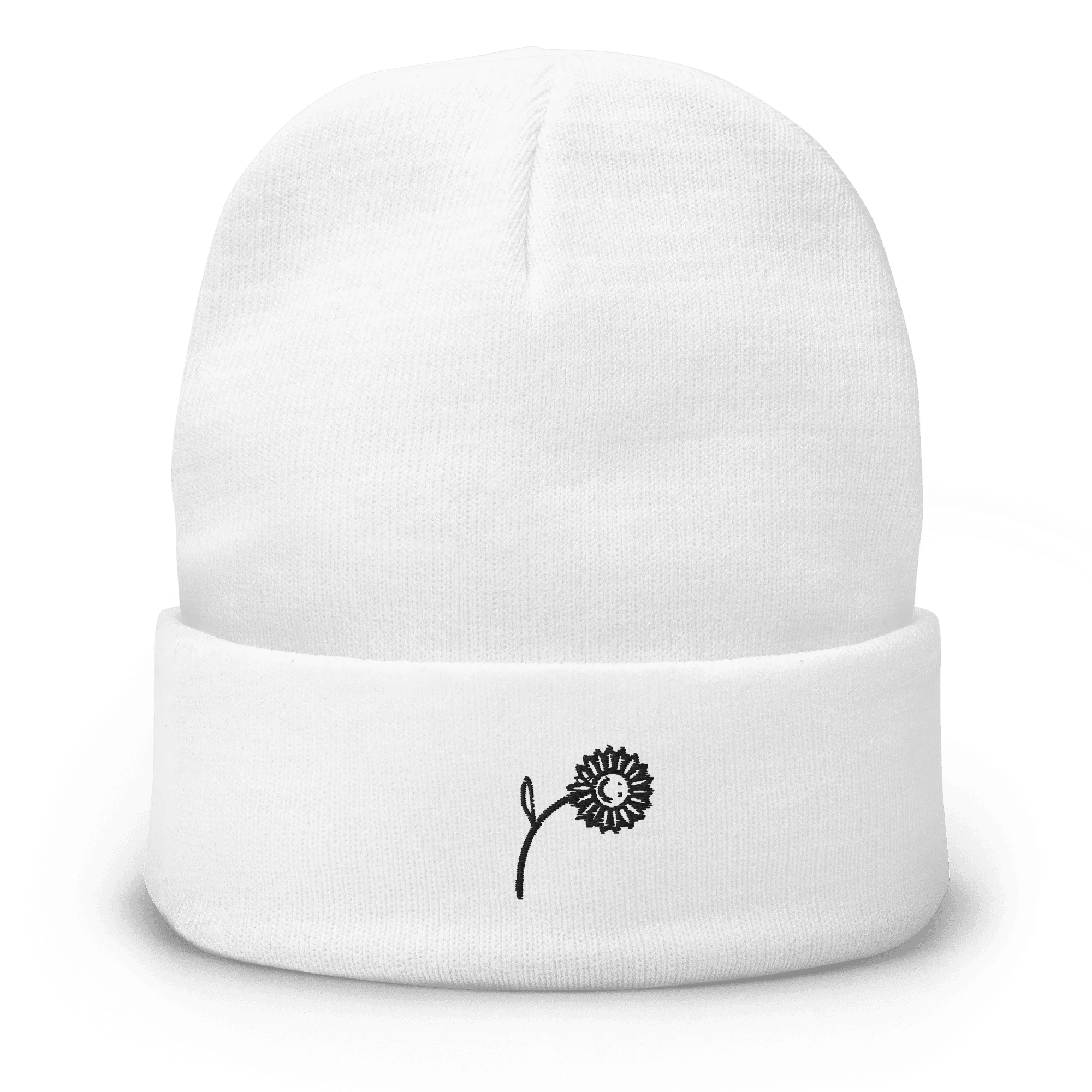 Happy Sunflower Embroidered Beanie