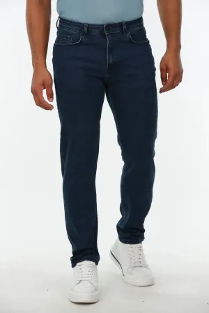 High Waist Dark Blue Denim Jeans