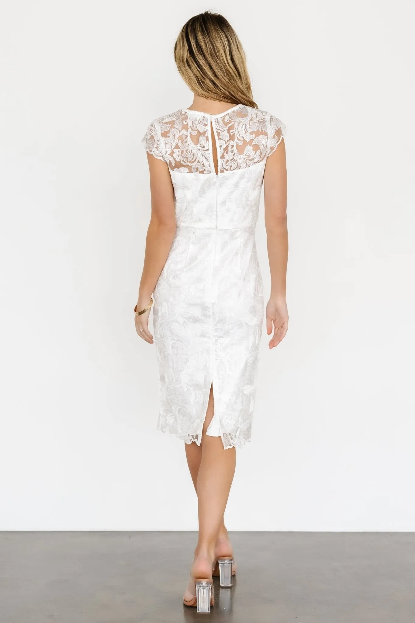 Jacqueline Embossed Midi Dress | White