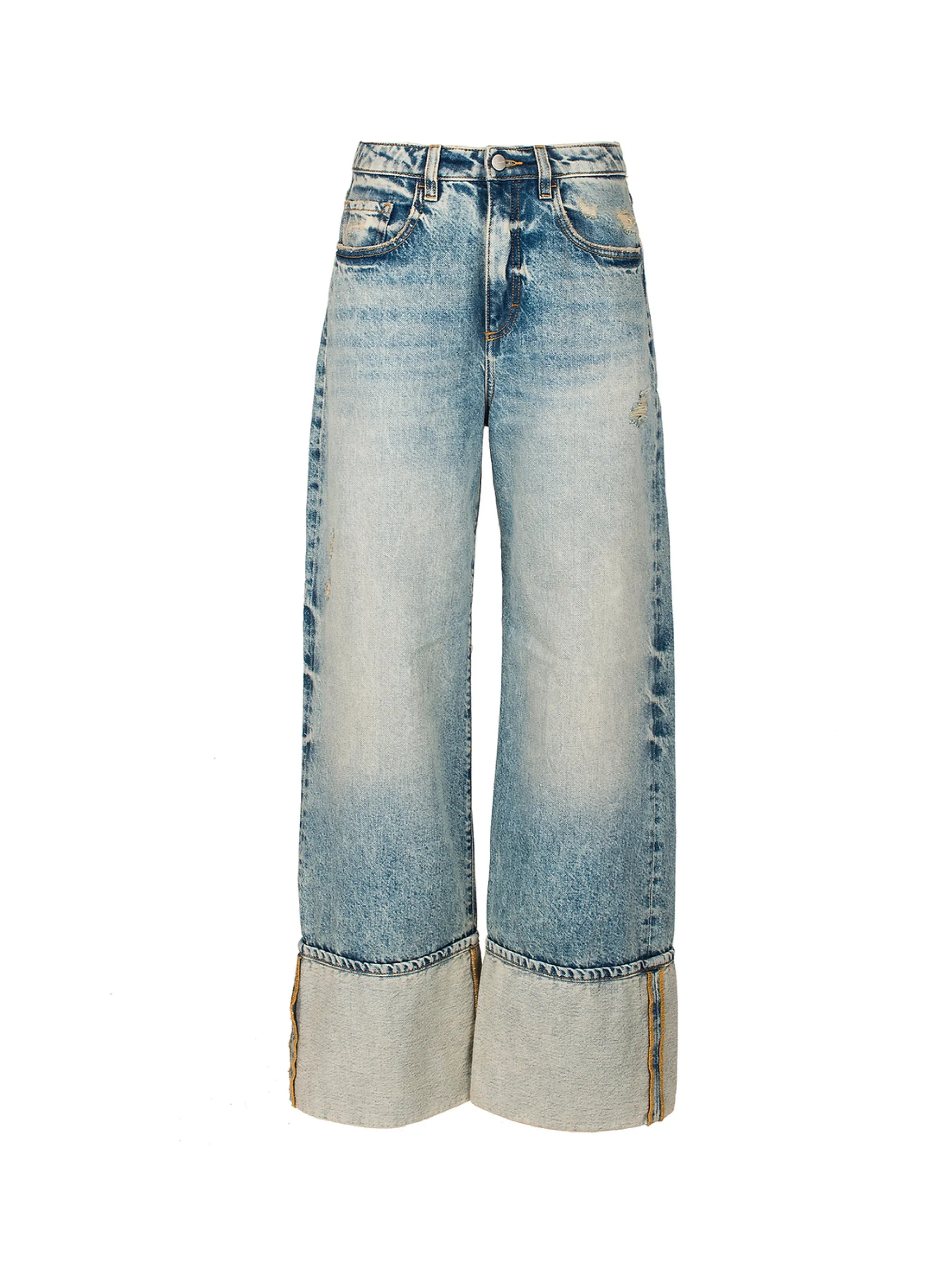 Jeans Kiki Wide Leg con Maxi Risvolto Blu