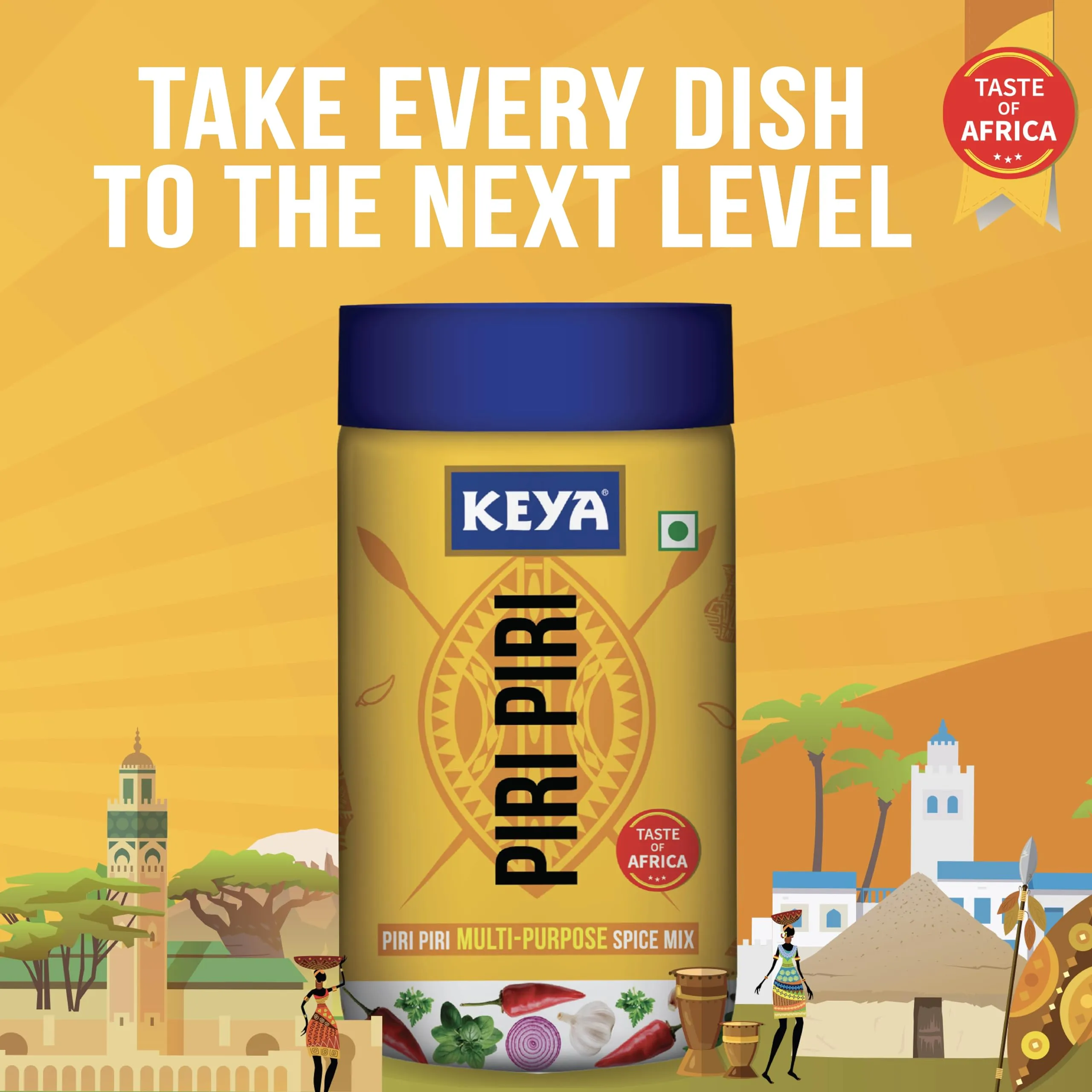 Keya Piri Piri | Peri Peri | Exotic Spice Mix | Multi-purpose Seasoning | Zero Artifical Colours | No Added MSG | Instant Seasoning Mix |Marinade Mix, Dip Mix, Sprinkler| Perfect for Fries, Sweet Corn, Makhana, Papad, Khichdi| 100g