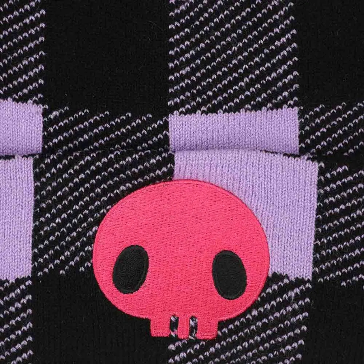 Kuromi Knit Purple Plaid Beanie