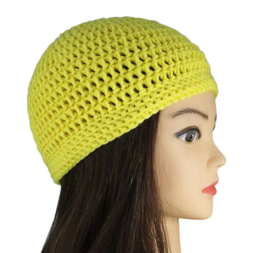 Lemon Yellow Crochet Beanie Hat Small/Medium - JMCH17SM