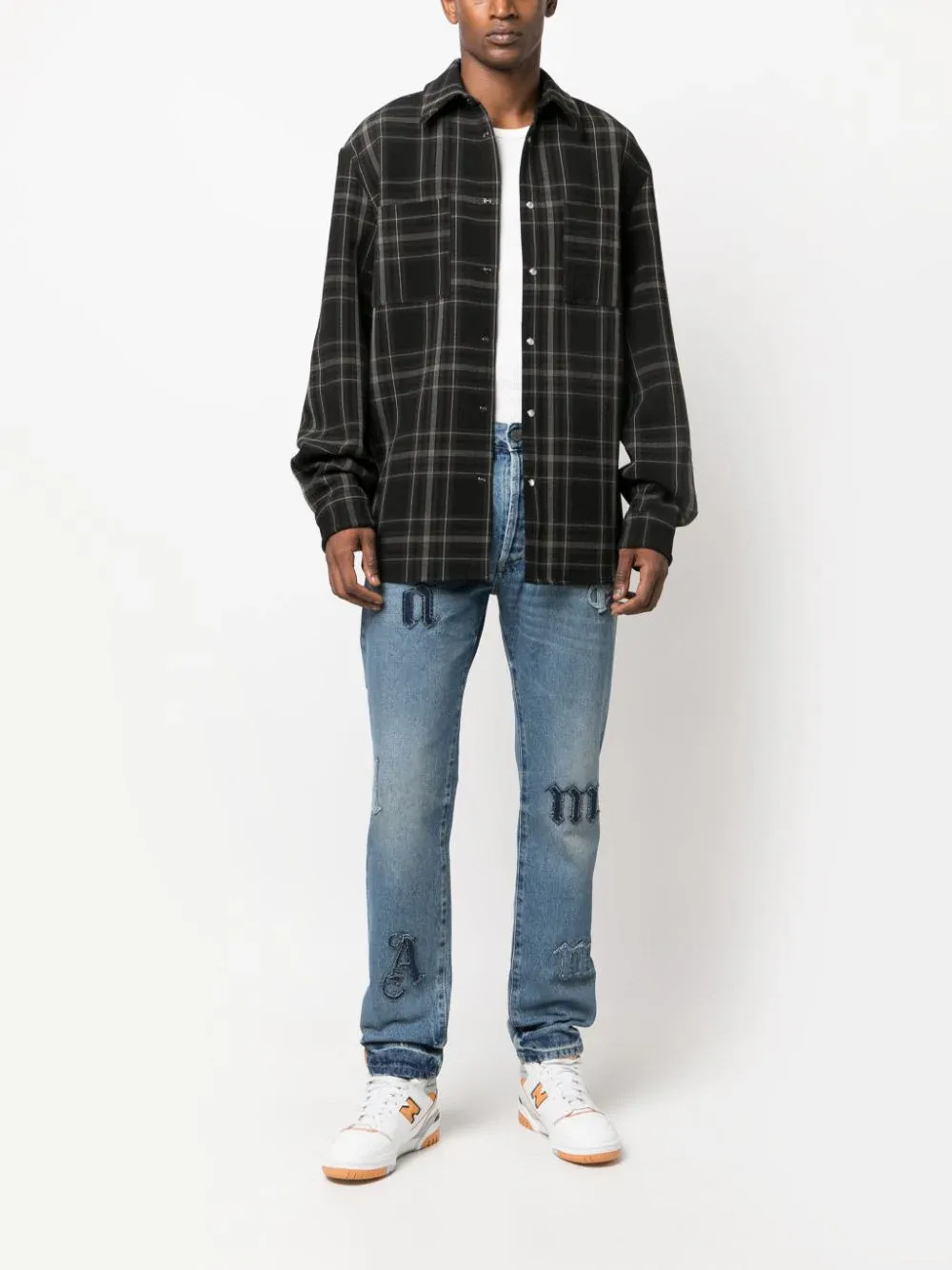 Logo Denim Patches 5 Pockets Jeans