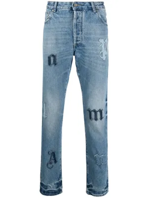 Logo Denim Patches 5 Pockets Jeans