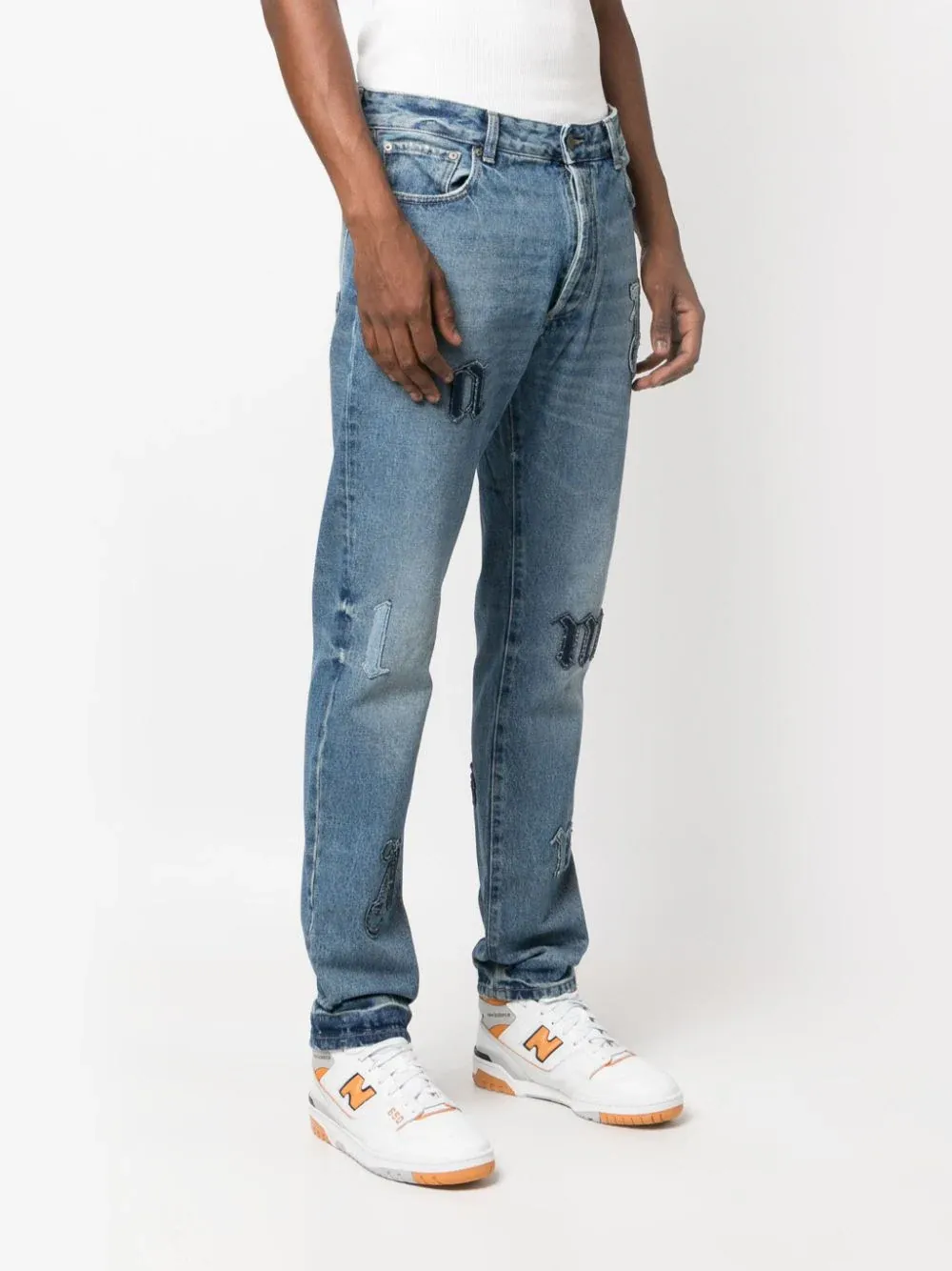 Logo Denim Patches 5 Pockets Jeans