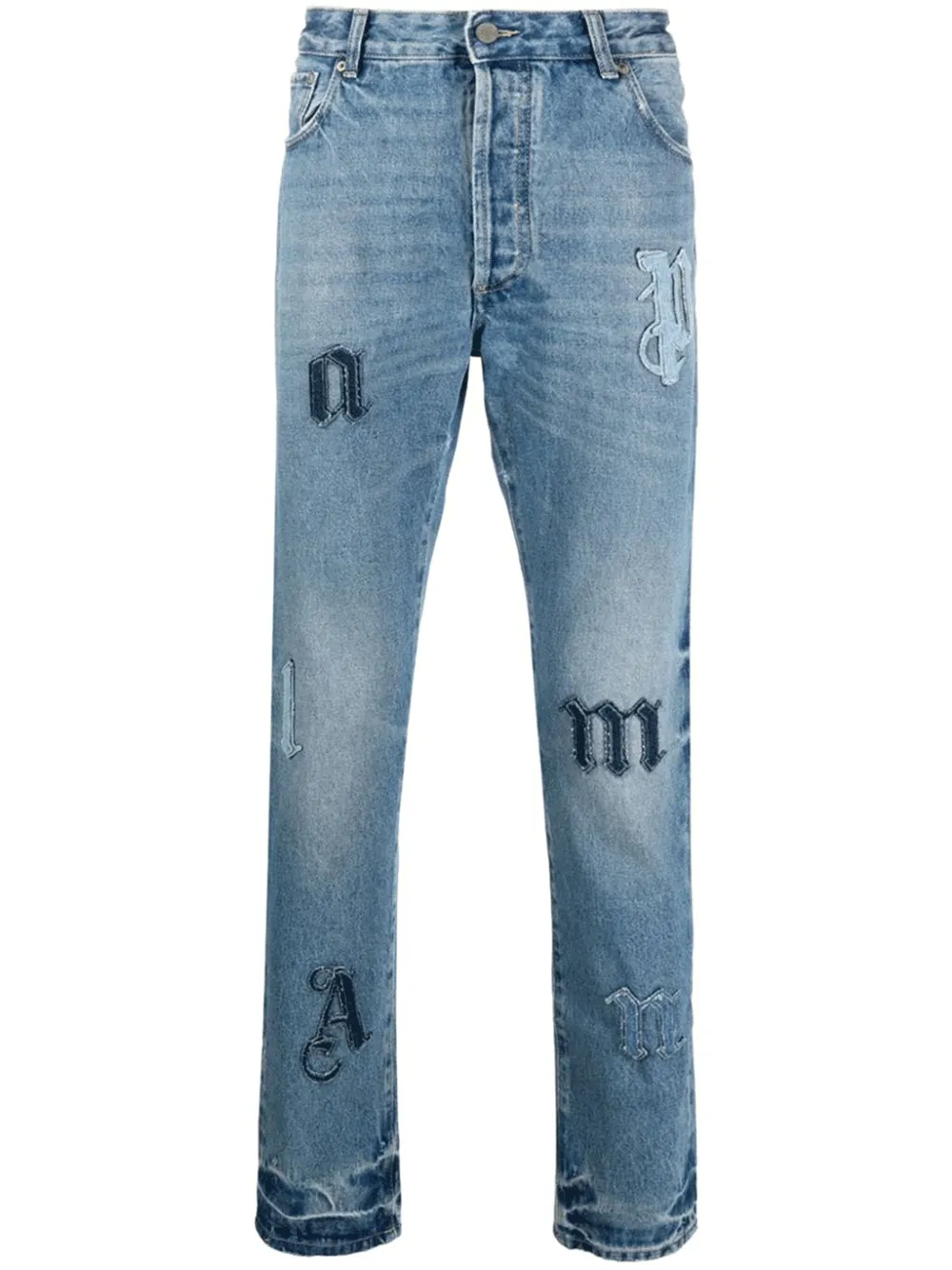 Logo Denim Patches 5 Pockets Jeans