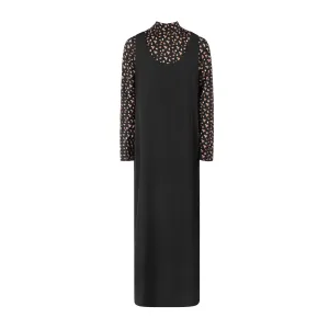 maxi dress printed tee with slip style jumper - black