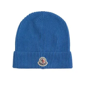 Moncler Logo Beanie Blue
