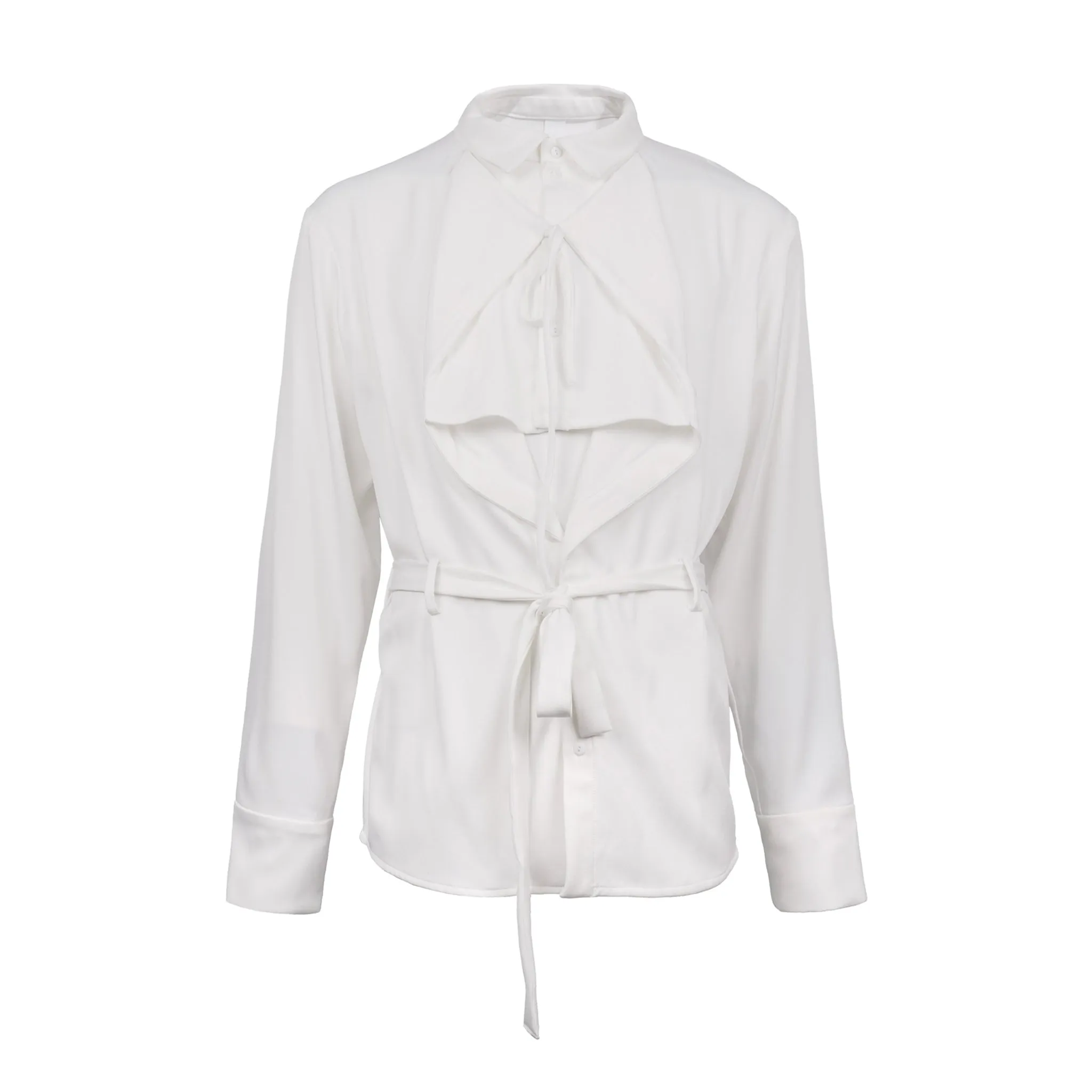Multi-Layered Lapel Hollow-Out Shirt