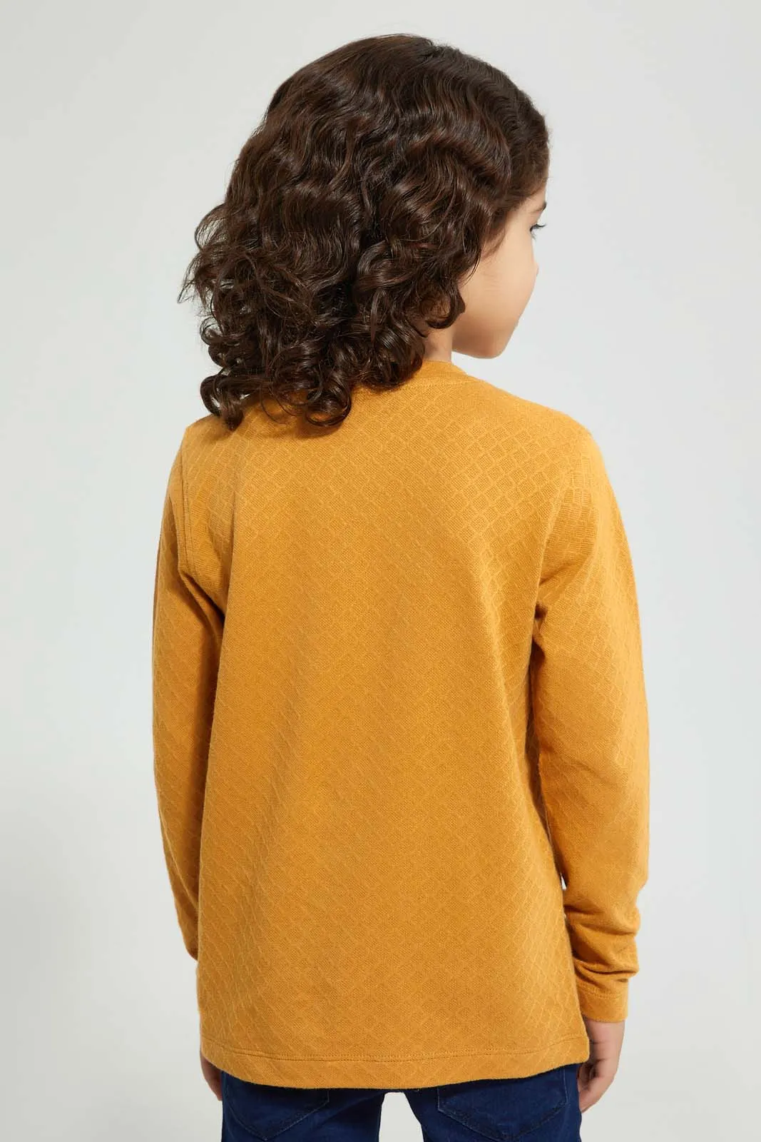 Mustard Long Sleeved Henley T-Shirt
