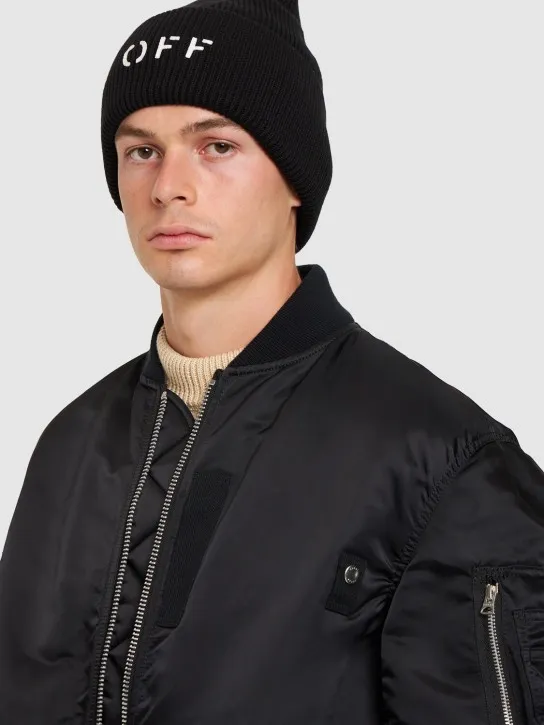 Off-White   Off stamp loose knit cotton blend beanie 