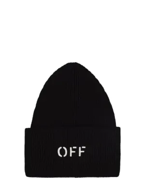 Off-White   Off stamp loose knit cotton blend beanie 