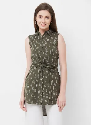 Olive High Low Tunic
