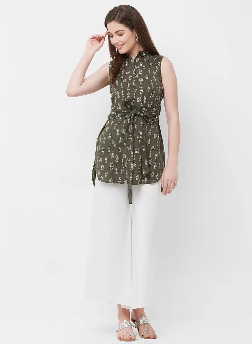 Olive High Low Tunic