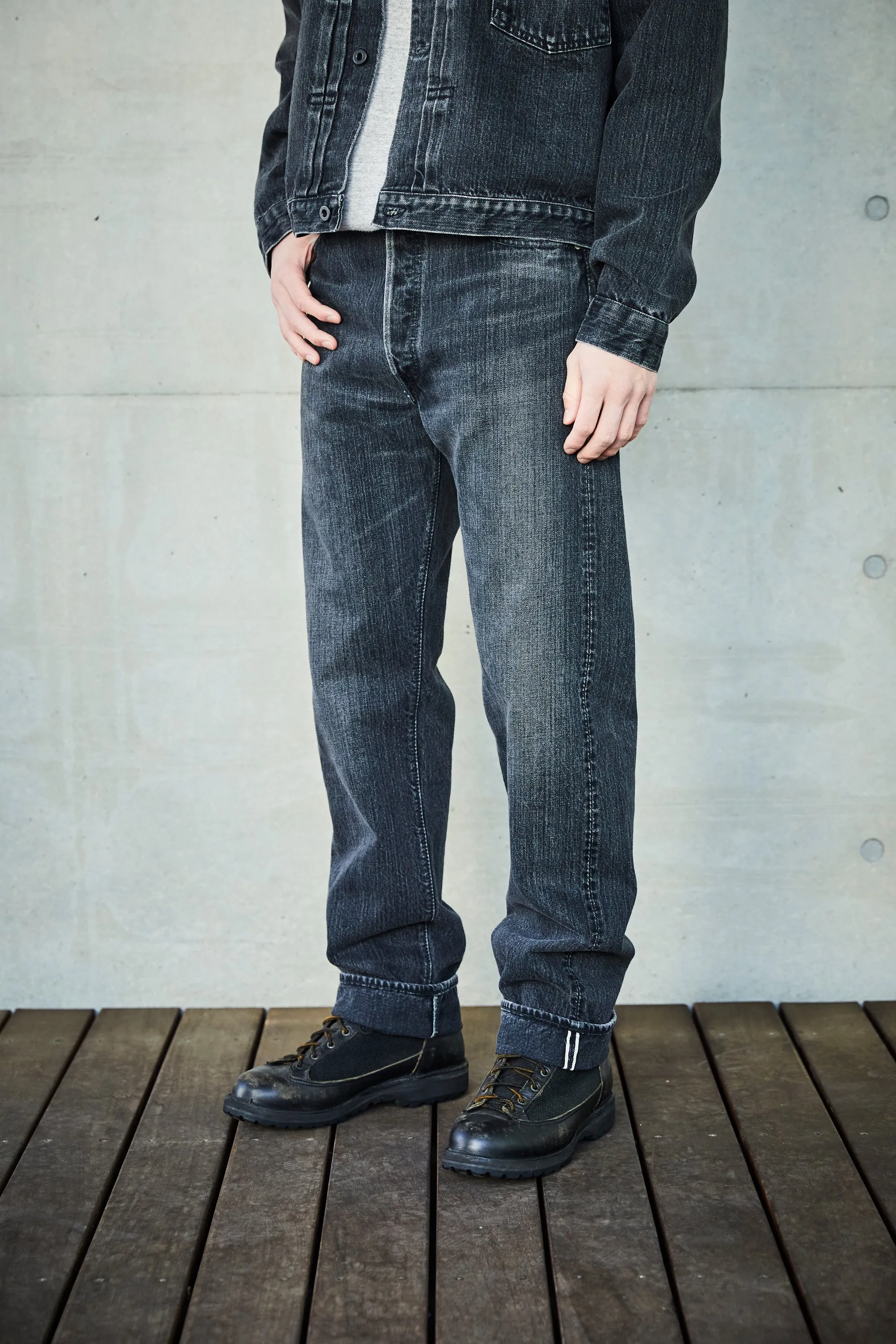 orSlow 105 STANDARD SELVEDGE - BLACK DENIM STONE