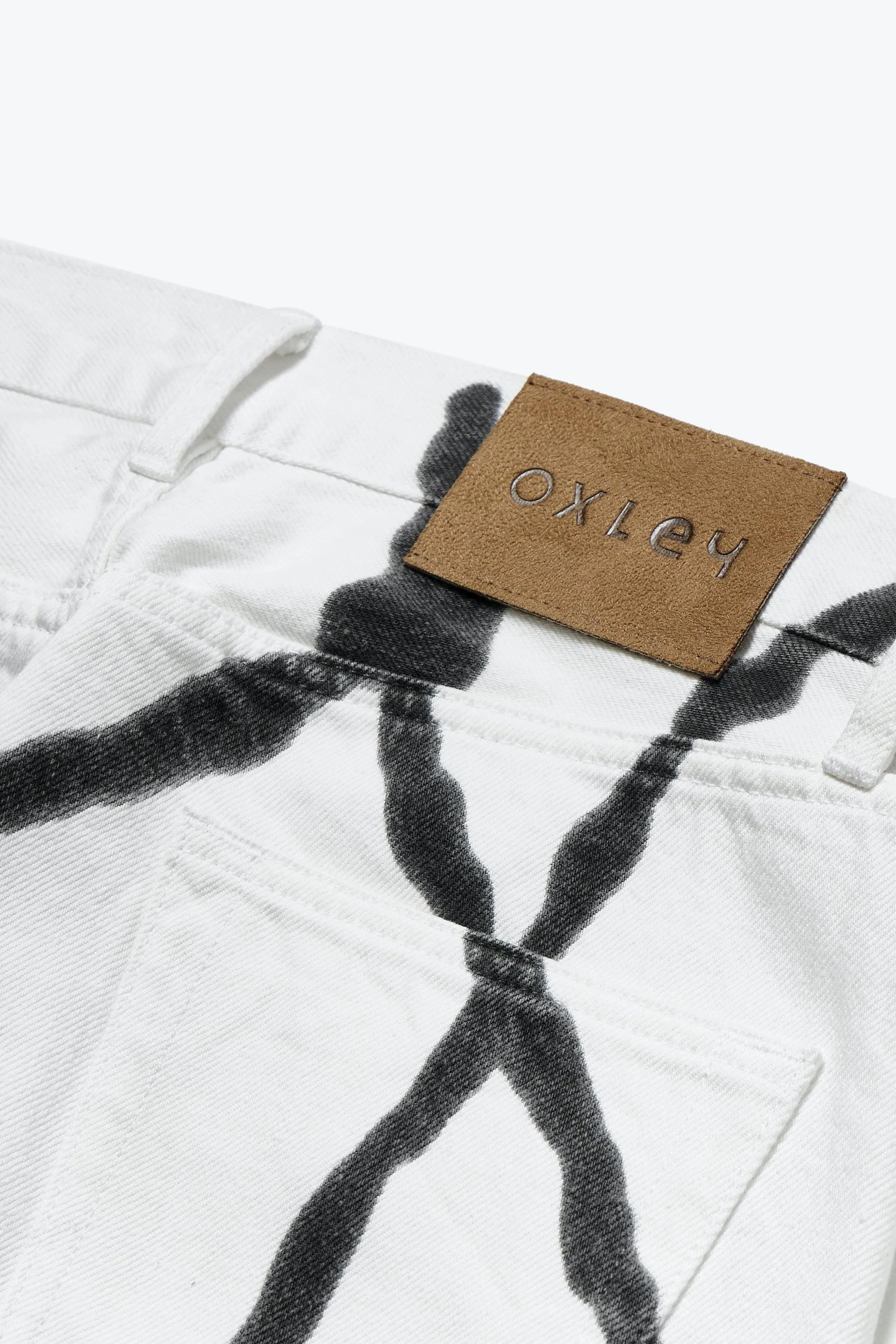 OXLEY HAND PRINTED ORGANIC COTTON DENIM JEANS
